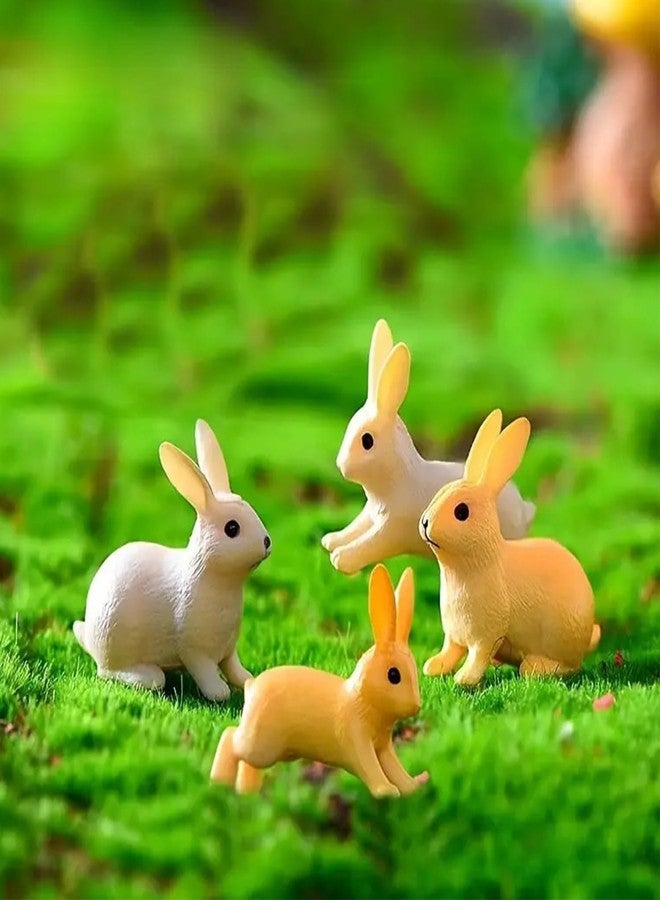 ascension Set of 4 Bunny Figurine Resin Running Rabbit Figurine Rabbit Doll for Home Fairy Garden Dollhouse Decoration Animals Miniature Crafts for Kids Gifts - Image 1
